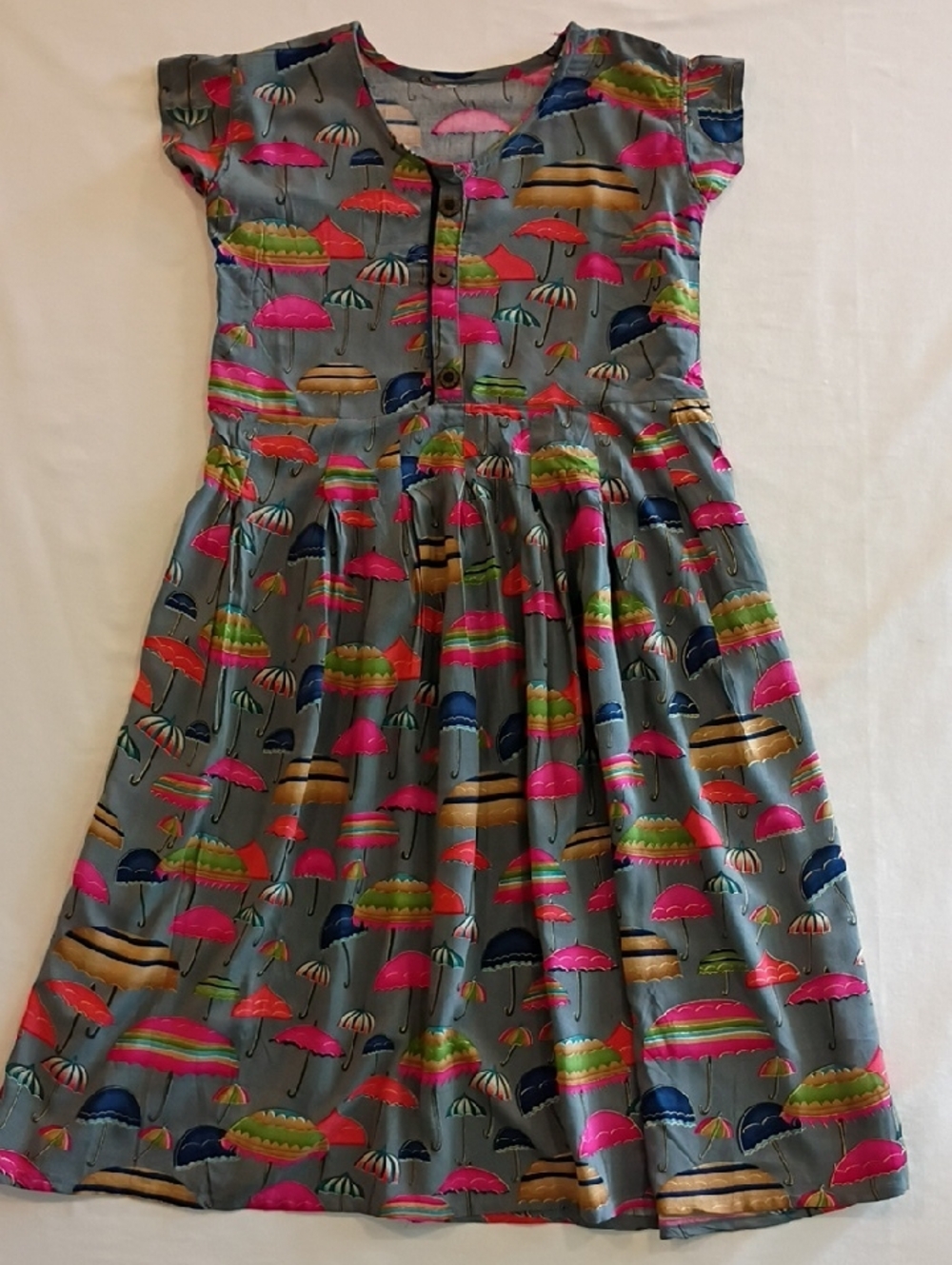 Vintage Umbrella Novelty Print Cotton Sundress Size Small Summer Cottagecore